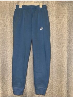Nike Kids Blue Fleece Joggers with White Swoosh